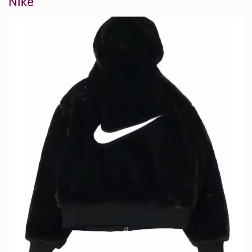 Nike Black Faux Fur Hoodie - Picture 2 of 7
